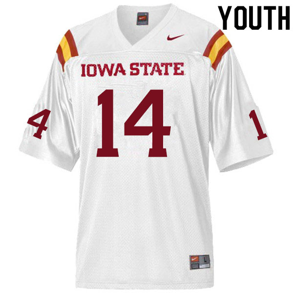 Youth #14 Tory Spears Iowa State Cyclones College Football Jerseys Sale-White - Click Image to Close